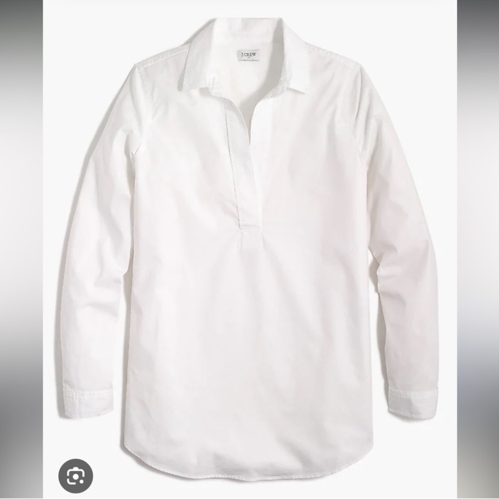 JCrew EUC White high-low popover tunic Long Sleeve Shirt